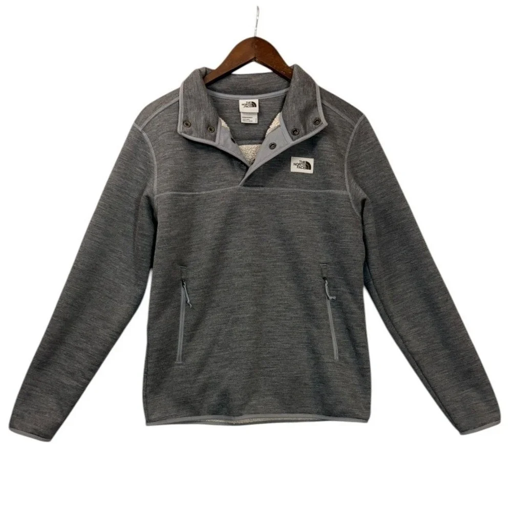 The North Face Mens 1/4 Snap Sherpa Patrol Gordon Lyons Pullover S‎ Gray Fleece